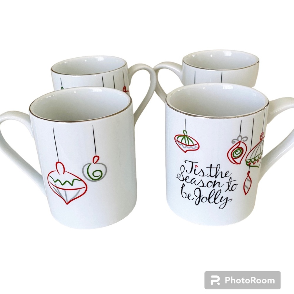 ST.NICHOLAS SQUARE MUGS CHRISTMAS HOLIDAY COFFEE TEA SET OF 4